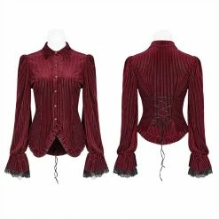 Punk Rave Store Gothic Dark-Grain Long Sleeve Velvet Shirt