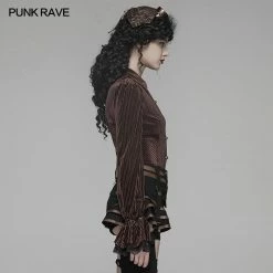 Punk Rave Store Gothic Dark-Grain Long Sleeve Velvet Shirt