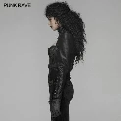 Punk Rave Store Steam Punk Long Sleeve PU Leather Short Jacket