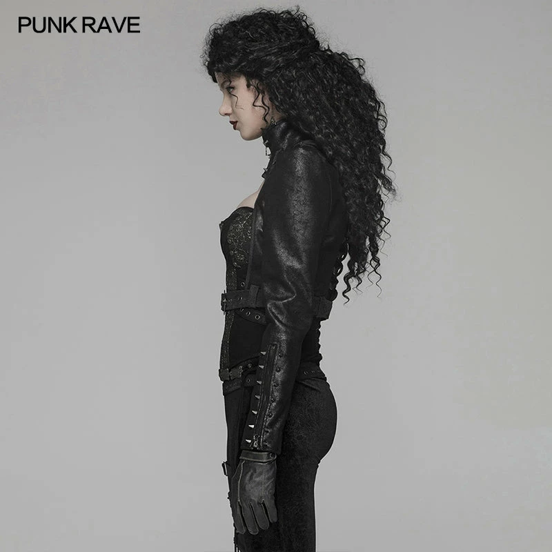 Punk Rave Store Steam Punk Long Sleeve PU Leather Short Jacket 4 Punk Rave Store Steam Punk Long Sleeve PU Leather Short Jacket