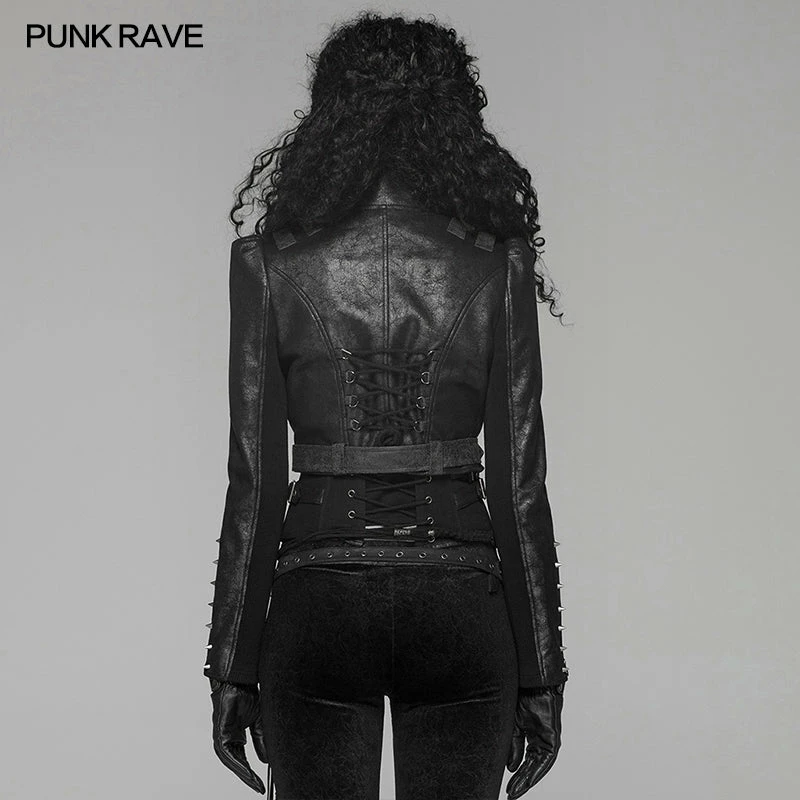Punk Rave Store Steam Punk Long Sleeve PU Leather Short Jacket 5 Punk Rave Store Steam Punk Long Sleeve PU Leather Short Jacket