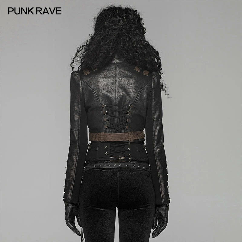 Punk Rave Store Steam Punk Long Sleeve PU Leather Short Jacket 11 Punk Rave Store Steam Punk Long Sleeve PU Leather Short Jacket