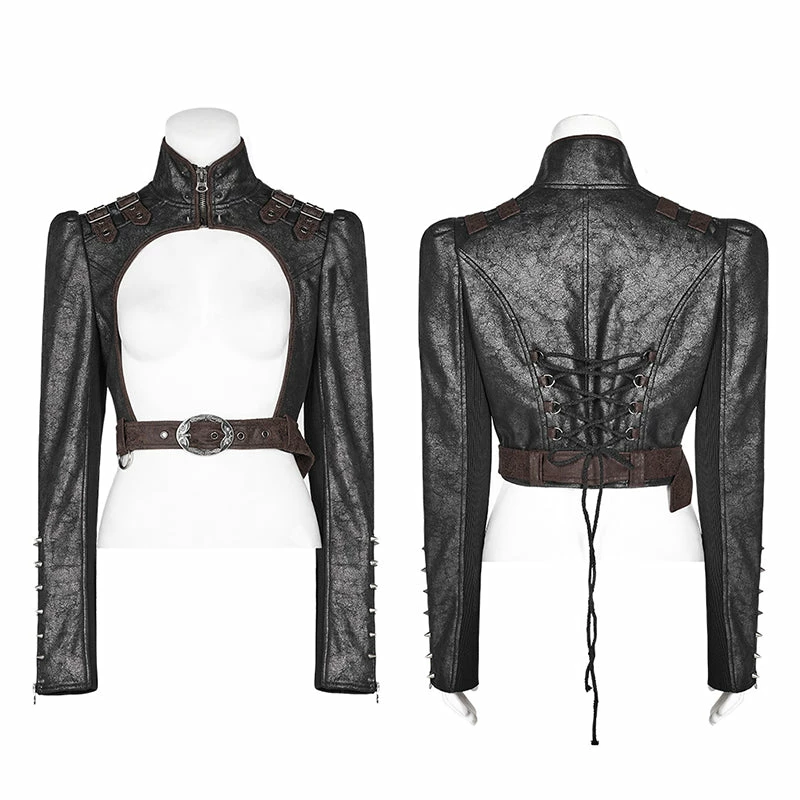 Punk Rave Store Steam Punk Long Sleeve PU Leather Short Jacket 12 Punk Rave Store Steam Punk Long Sleeve PU Leather Short Jacket