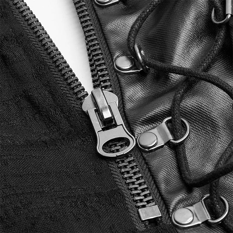 Punk Rave Store Punk Metal Mini Half Skirt With Two Sides Lace-up Design 7 Punk Rave Store Punk Metal Mini Half Skirt With Two Sides Lace-up Design