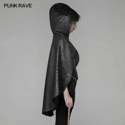 Punk Rave Store Steam Punk Leather PU Hooded Short Cloak With Lace-up Back