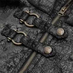 Punk Rave Store Steam Punk Leather PU Hooded Short Cloak With Lace-up Back