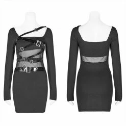 Punk Rave Store Punk PU Leather Loop Slimming Dress