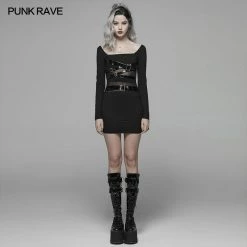 Punk Rave Store Punk PU Leather Loop Slimming Dress