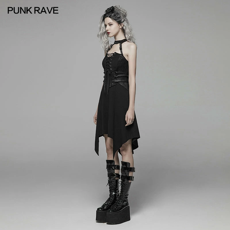 Punk Rave Store Dark Punk Halter Neck Short Dress 4 Punk Rave Store Dark Punk Halter Neck Short Dress