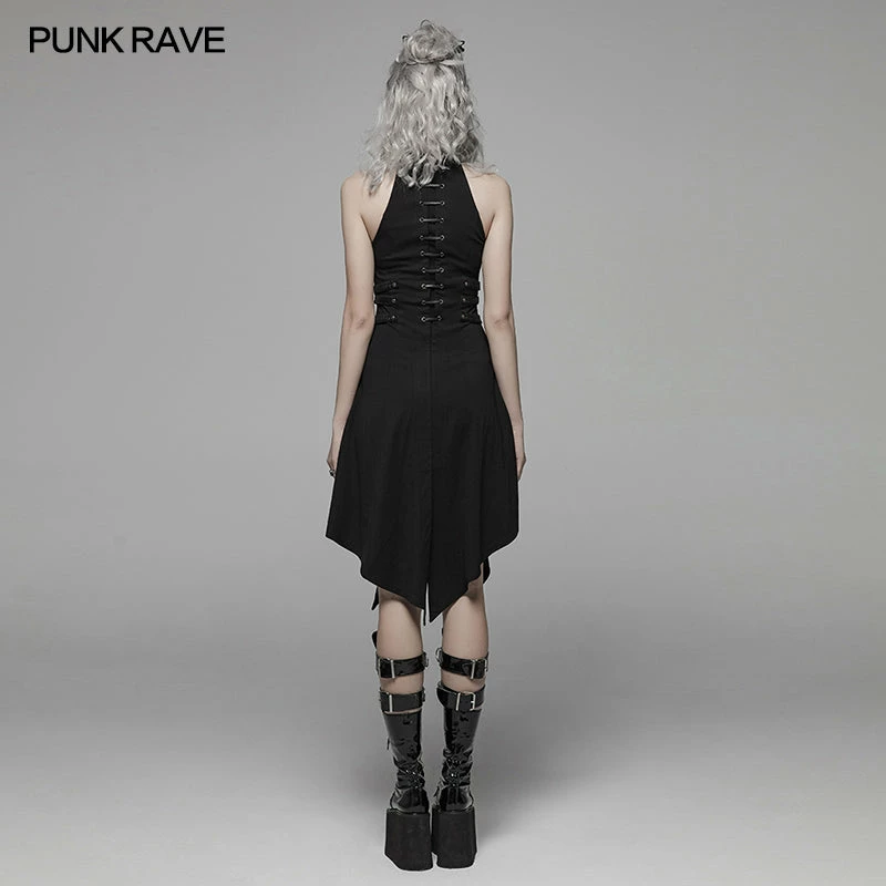 Punk Rave Store Dark Punk Halter Neck Short Dress 5 Punk Rave Store Dark Punk Halter Neck Short Dress