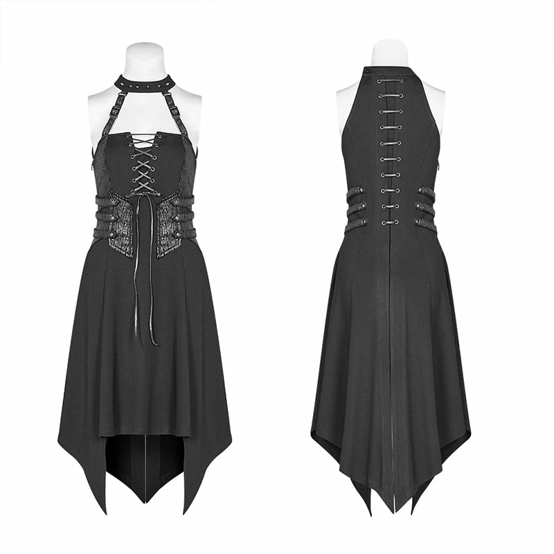 Punk Rave Store Dark Punk Halter Neck Short Dress 6 Punk Rave Store Dark Punk Halter Neck Short Dress