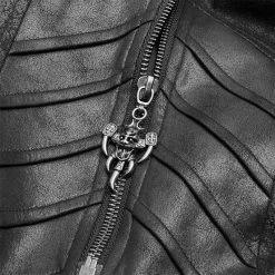 Punk Rave Store Punk Leather Jacket Punk Long Sleeve Hooded Long Jacket