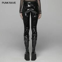 Punk Rave Store PUNK Winter Patent Velvet Leather Pants