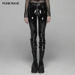 Punk Rave Store PUNK Winter Patent Velvet Leather Pants