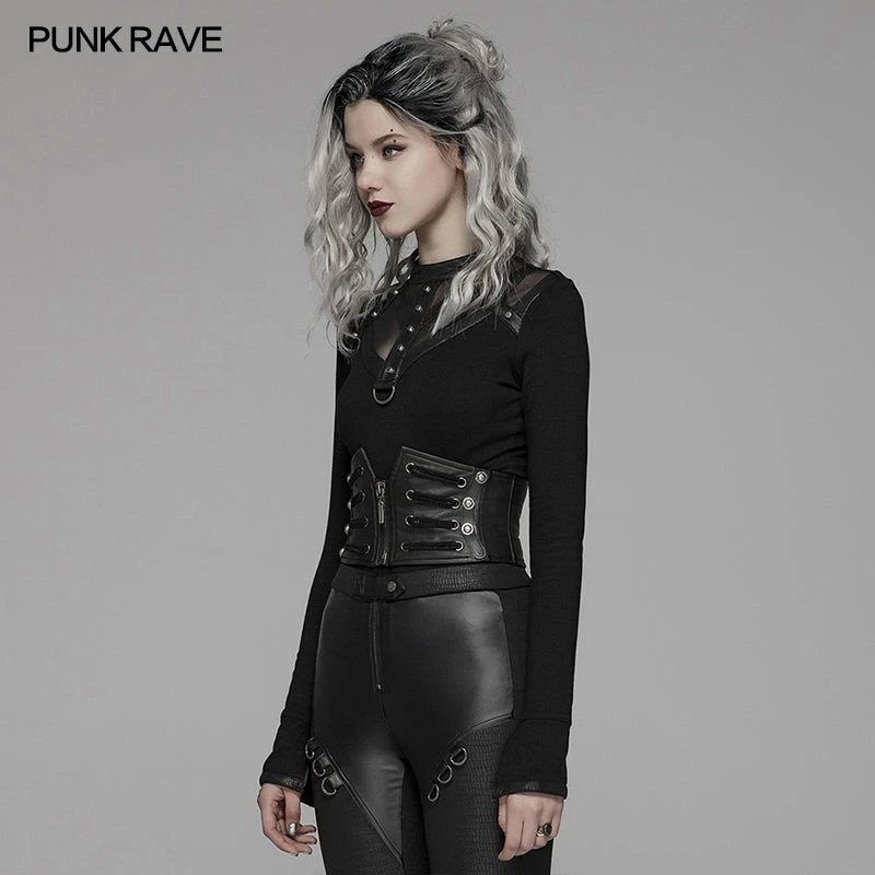 Punk Rave Store Punk Handsome Zipper Decoration Corset With Lace-up Back 4 Punk Rave Store Punk Handsome Zipper Decoration Corset With Lace-up Back