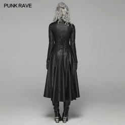 Punk Rave Store Dark Punk Slit Long Coat With Metal Double-head Zipper
