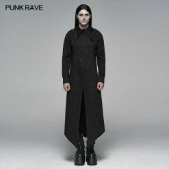 Punk Rave Store Dark Punk Micro-elastic Twill Long Shirt