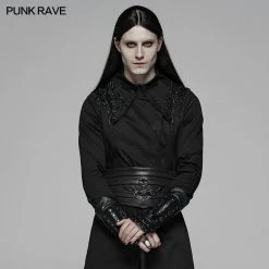 Punk Rave Store Chinese Style Texture Leather Plate Gloves