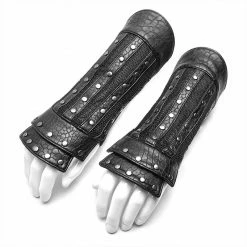 Punk Rave Store Chinese Style Texture Leather Plate Gloves