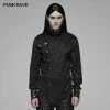 Punk Rave Store Punk Men Stand Collar Jacquard Fabric Long Sleeve Shirt With Oblique Placket Design