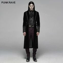 Punk Rave Store Gothic Men Velvet Medium Length Jacket