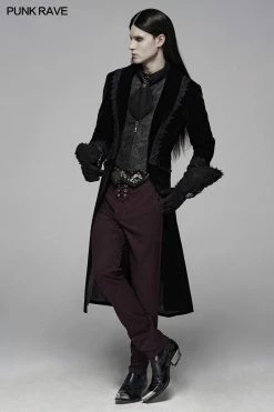 Punk Rave Store Gothic Floral Metal Swallow Black Suit Trousers