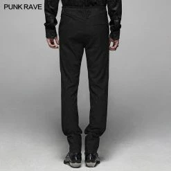 Punk Rave Store Gothic Floral Metal Swallow Black Suit Trousers