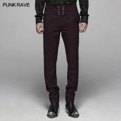 Punk Rave Store Gothic Floral Metal Swallow Black Suit Trousers