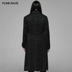 Punk Rave Store Gothic Mens Coat Vintage Gothic Jacquard Medium Long Coat