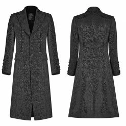 Punk Rave Store Gothic Mens Coat Vintage Gothic Jacquard Medium Long Coat