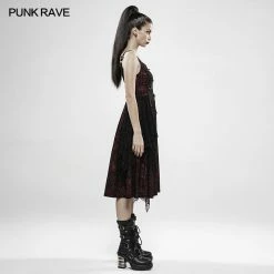 Punk Rave Store Punk Rebellious Girl Irregular Dress - Red