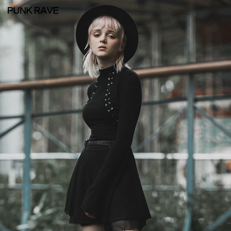 Punkravestore Light Gothic Laced Chest Skinny T-shirt 5 Punkravestore Light Gothic Laced Chest Skinny T-shirt