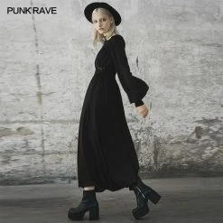 Punkravestore Women Dark Spliced Slit Dress