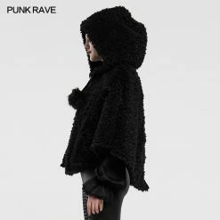 Punkravestore Lolita Heart-shaped Hollow Black Plush Cape