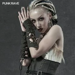 Punkravestore Steampunk Imitation Crocodile PU Gloves