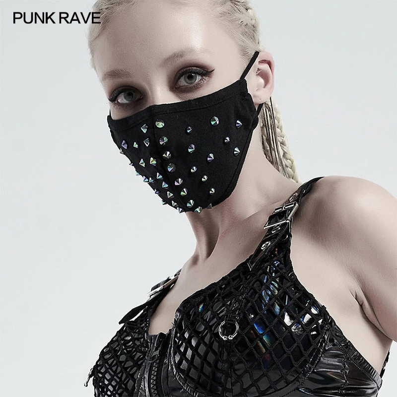 Punkravestore Dazzle Rivet Mask Cyber Goth 3 Punkravestore Dazzle Rivet Mask Cyber Goth