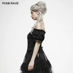 Punk Rave Store Lolita Broken-winged Black Angel Short Sleeve Shirt