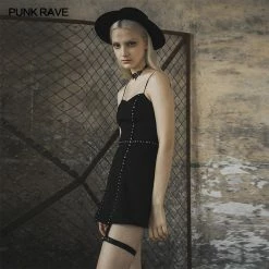 Punkravestore Women Sexy Punk Street Slip Dress