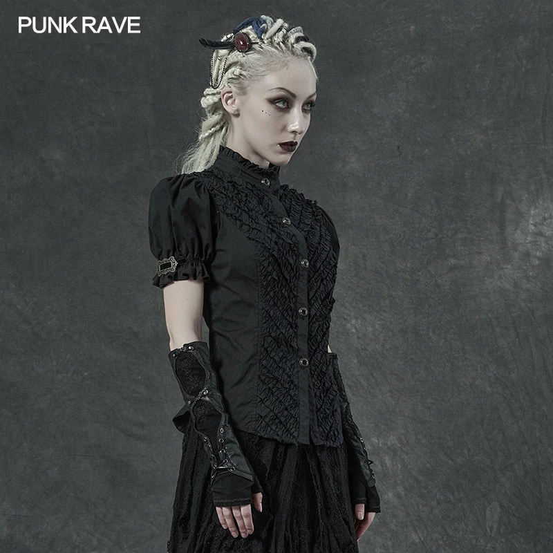 Punkravestore Gothic Steampunk Steampunk Short-sleeved Shirt 4 Punkravestore Gothic Steampunk Steampunk Short-sleeved Shirt