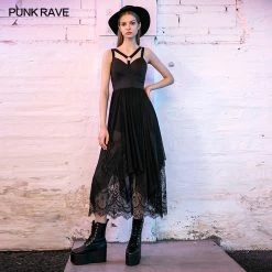 Punkravestore Strap Decorative Lace Dress Women
