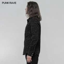 Punkravestore Elastic Jacquard Punk Long Sleeve Shirt