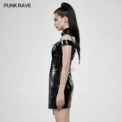 Punk Rave Store Punk Flaming Patent Leather Dress