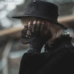 Punkravestore Abstinence Crossover Strap Fingerless Gloves Women