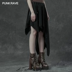 Punkravestore Punk Asymmetrmetric Vertical Half Skirt