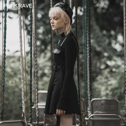 Punkravestore "Hardcore Girl" Series Military Asymmetrical Placket Slip Dress Women