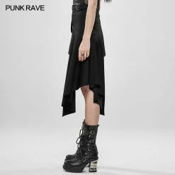 Punk Rave Store Punk Rock Irregular Skirt - Fabric