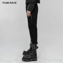 Punkravestore Gothic Steampunk Thickened Punk Simple Trousers