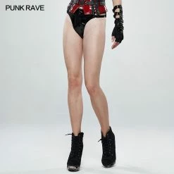 Punk Rave Store Glamour Tight High Waist Glossy PU T-back Or THORNG CyberPunk