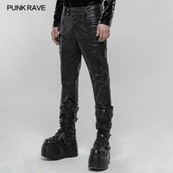 Punkravestore Punk Imitation Leather Pants Gothic Steampunk