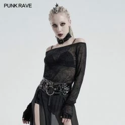 Punkravestore PUNK Horizontal Neck T-shirt